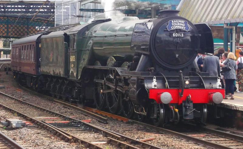 Flying Scotsman at Carlsile: 60103 Flying Scotsman arrives at Carlisle with a steam special from York on Sunday 7th July 2019 Photo of Flying Scotsman at Carlsile
