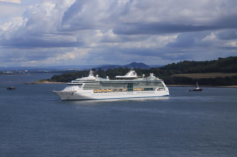 View from 170418 : Brilliance of the Seas anchored at Hound Point taken from 170418 crossing the Forth Bridge Photo of View from 170418