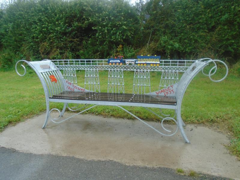 Solway Viaduct commemorative bench in Anthorn: Photo of Solway Viaduct commemorative bench in Anthorn