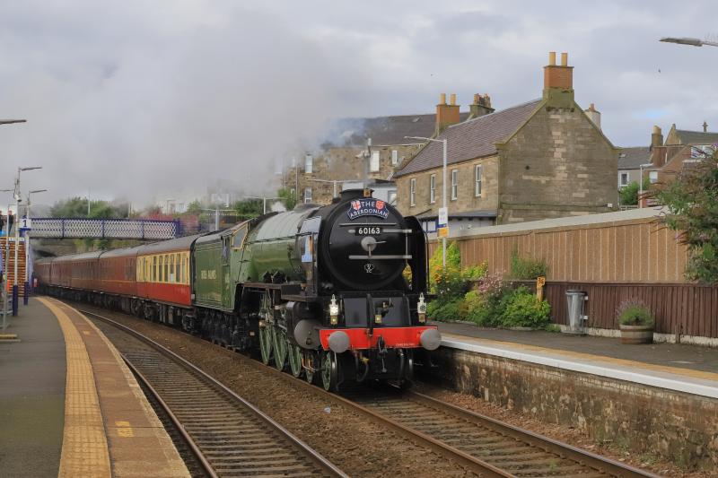 Tornado: 60163 Tornado passing through Kinghorn Station on 09.15 Edinburgh to Aberdeen on 08/08/2019 Photo of Tornado