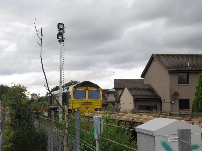 Dyce trackworks 66 on works train: Photo of Dyce trackworks 66 on works train