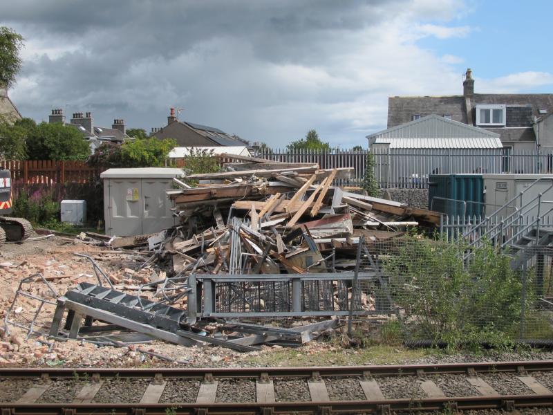 The morning after the night before: rubble at Dyce station Photo of The morning after the night before