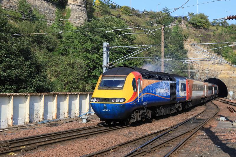 1W96: 43061 leading 43277 on 1W96 14.52 Newcastle to Inverness leaving Calton Tunnel North on 25/08/2019 Photo of 1W96