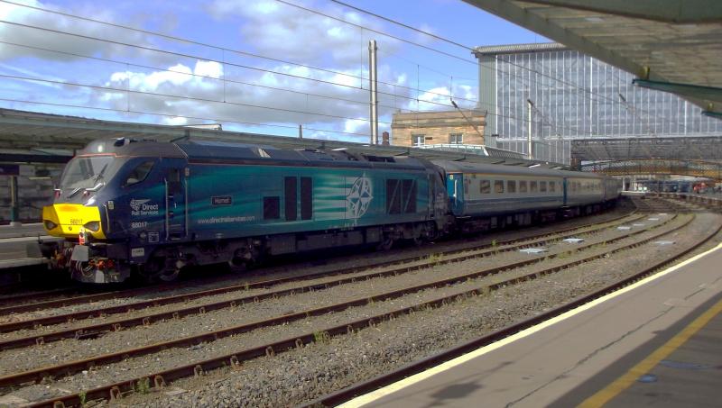68017 at Carlsile: DRS 68017 brings up the rear of a Nenta Railtour from Norwich via Settle on Saturday 7th September 2019. Classmate 68005 is on the front of the train. Photo of 68017 at Carlsile