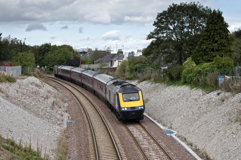 11.02 EX INVERNESS AT STONEWOOD 16.9.19.jpg: JUST ABOUT TO PASS THE SITE OF THE LONG CLOSED STONEYWOOD STN. BETWEEN DYCE AND ABERDEEN. Photo of 11.02 EX INVERNESS AT STONEWOOD 16.9.19.jpg