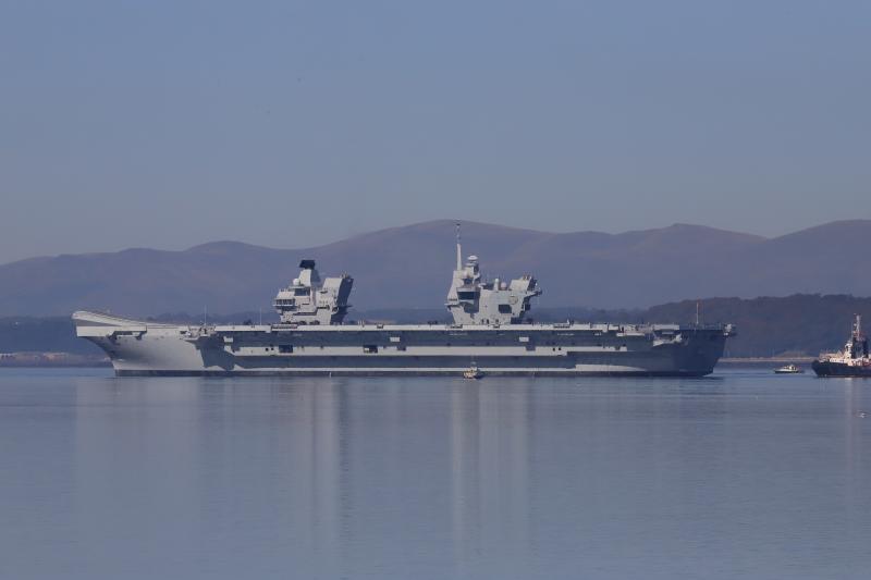 R09 HMS Prince of Wales: View of Port side from South Queensferry Photo of R09 HMS Prince of Wales