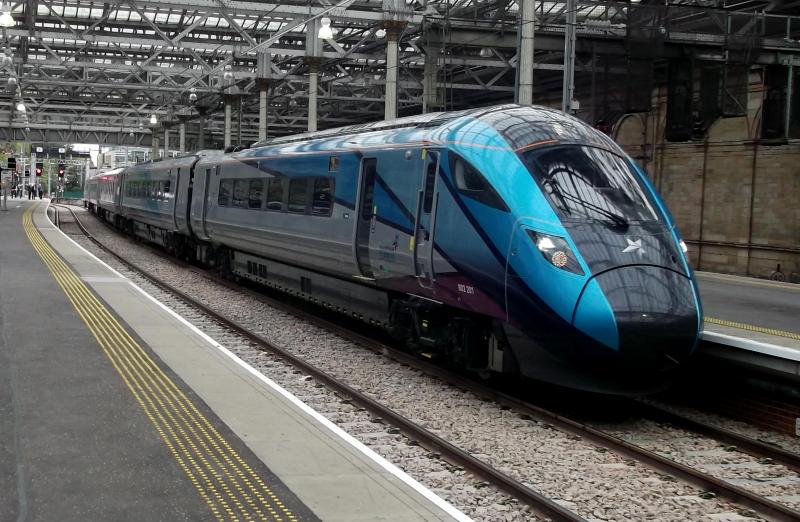 802201CEDB.jpg: Now branded TPE Nova 1 802201 arrives at Edinburgh Waverley with 3S01 a training and Mileage accumulation run from Heaton on Thursday 19th September 2019. Photo of 802201CEDB.jpg