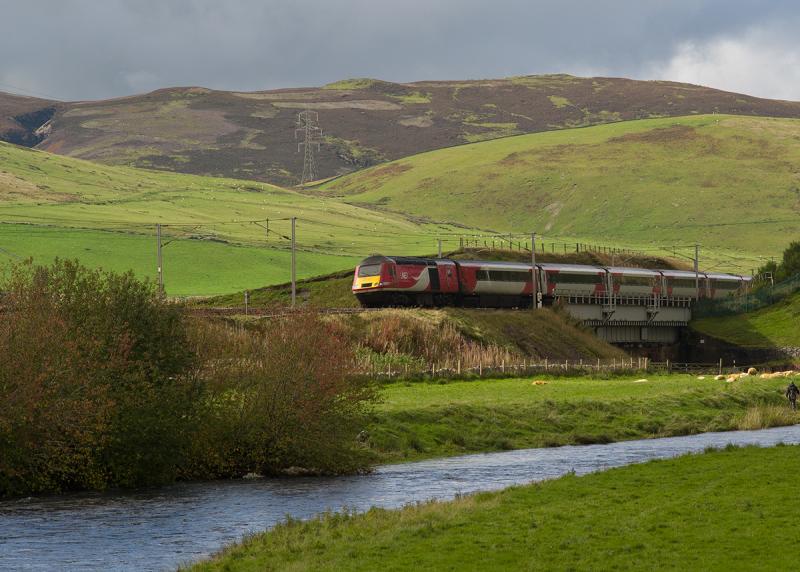 HST diverted via WCML: 28 Sept 2019, 43312 leading the diverted Inverness - Kings Cross (1E17) at Crawford Photo of HST diverted via WCML