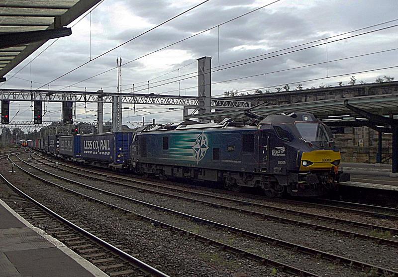 88009 at Carlisle: DRS 88009 arrives at Carlisle with 4S43, the Tesco Intermodal from Daventry to Mossend on Saturday 5th October 2019. Photo of 88009 at Carlisle