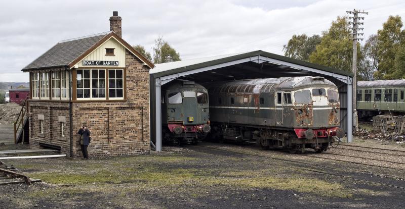 BOAT OF GARTEN NEW SHED 9.10.19.jpg: VIEWED FROM A PASSING TRAIN Photo of BOAT OF GARTEN NEW SHED 9.10.19.jpg