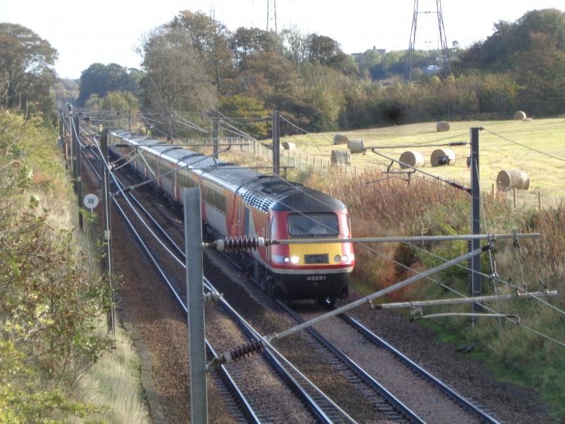 43251 and 43311: Between Curriehill and Kirknewton with 0752 AB/KX last day of Tyne Valley diversions Sat 12 Oct 2019 Photo of 43251 and 43311
