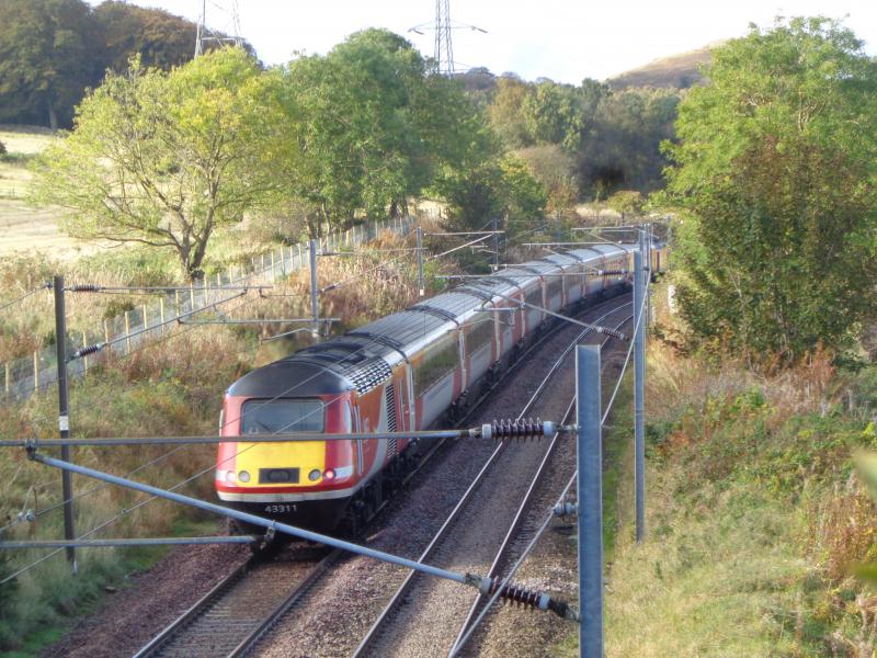 43251 and 43311: Between Curriehill and Kirknewton with 0752 AB/KX last day of Tyne Valley diversions Sat 12 Oct 2019 Photo of 43251 and 43311
