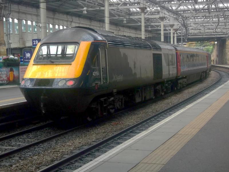43164 at Edinburgh Waverley: ScotRail Inter7City liveried Power Car 43164 waits at Edinburgh Waverley, forming a service to Aberdeen on Wednesday 16th October 2019. Photo of 43164 at Edinburgh Waverley