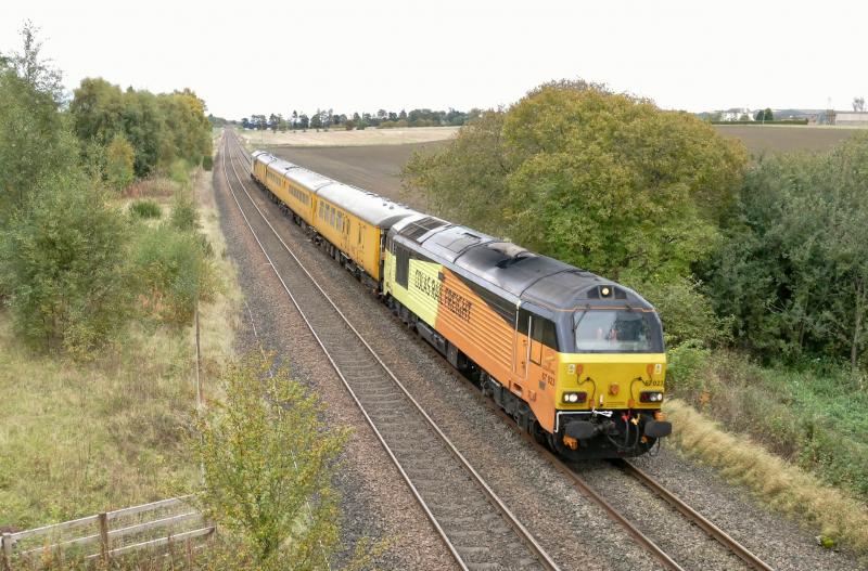 67023 on the front of 1Q26 at Glencarse.: Photo of 67023 on the front of 1Q26 at Glencarse.
