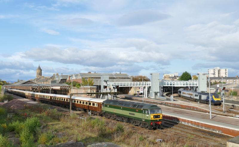 D1924 on rear of the Statesman railtour.: 1Z91 Stevenage to Inverness 'Lord of the Isles Statesman' Railtour at Perth...19-10-19. Photo of D1924 on rear of the Statesman railtour.
