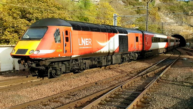 43299 on 1E15: 43299 departs Waverley on the rear of 1E15 on 8th November 2019. 43306 was the leading power car. Photo of 43299 on 1E15
