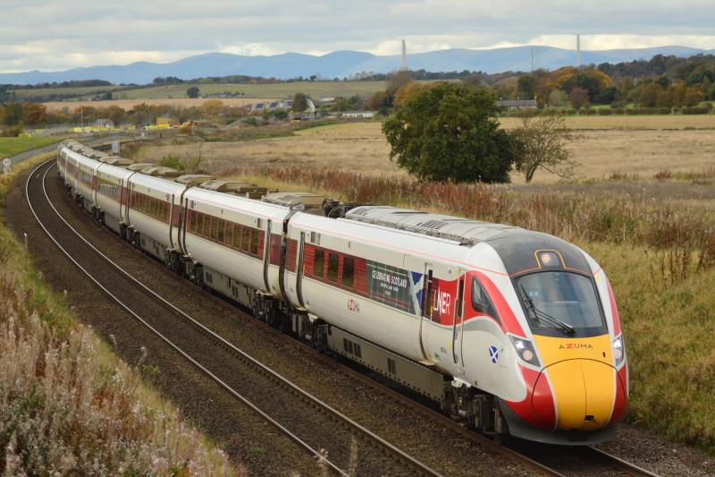 LNER Azuma: LNER 800 104 passing Turnhouse with 1Z42 12:05 Aberdeen - Edinburgh Photo of LNER Azuma