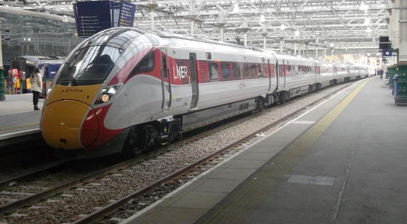801207 at Edimnurgh: Electric Only Azuma 801207 arrives at Edinburgh Waverley, on its first day of operation, 44 minutes late. Having been delayed South of Darlington and again at Newcastle on Tuesday 19th November 2019. Photo of 801207 at Edimnurgh