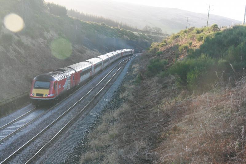 1E13 Last Scheduled HST S'bound Highland Chieftain: 43239 on rear as 1E13 (43296 on front) departs Gleneagles on 9th December 2019 Photo of 1E13 Last Scheduled HST S'bound Highland Chieftain