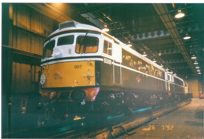 D5300 : D5300 being restored on Eastfield shed, 26 July 1992 Photo of D5300
