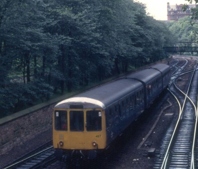 Class 104 in Princes St Gardens: Class 104 in Princes St Gardens, probably August 1987.
A bit of a stranger, these units normally being associated with Buxton.
Bill www.gensheet.co.uk Photo of Class 104 in Princes St Gardens