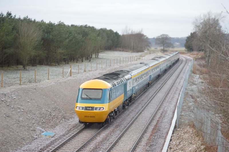'THE NORTHERN LIGHTS' @ Dyce (2): LNER HST Farewell tour 'THE NORTHERN LIGHTS' on Wednesday 18th December (1Z43 Edinburgh to Inverness via Aberdeen & Elgin) North of Dyce near River Don/AWPR. Photo of 'THE NORTHERN LIGHTS' @ Dyce (2)