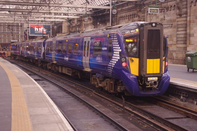 385001 in service 18/12/19: Sitting in platform 2 at Glasgow Central, very shiny 385001 had just arrived from Edinburgh, via Shotts Photo of 385001 in service 18/12/19