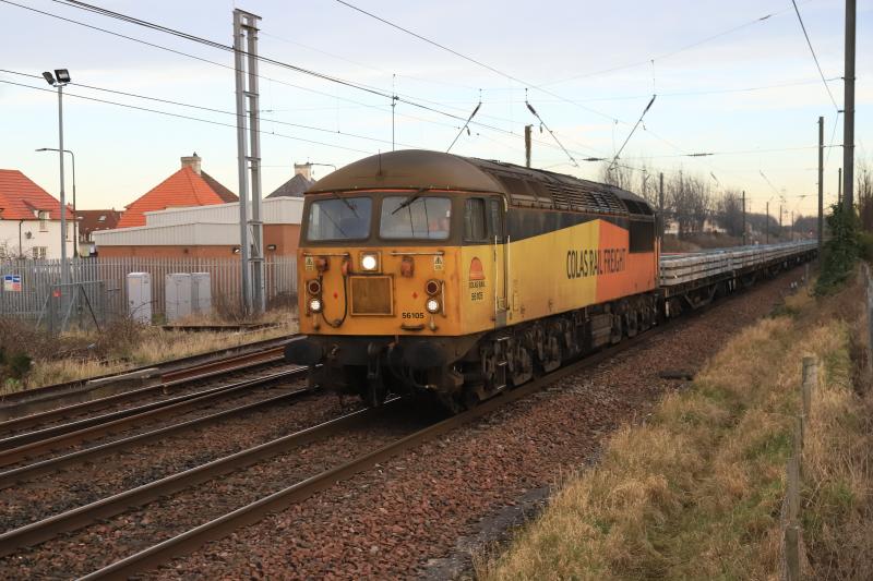 6S31: 56105 on 6S31 Doncaster to Millerhill approaching Prestonpans on07/02/2020 Photo of 6S31