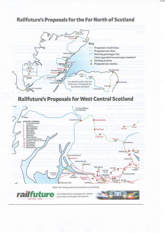Railfuture North and Central Scotland 1: With permission from Allison Cosgrove, Scottish Chair of Railfuture this shows their proposals for the Far North and West Central Scotland Photo of Railfuture North and Central Scotland 1