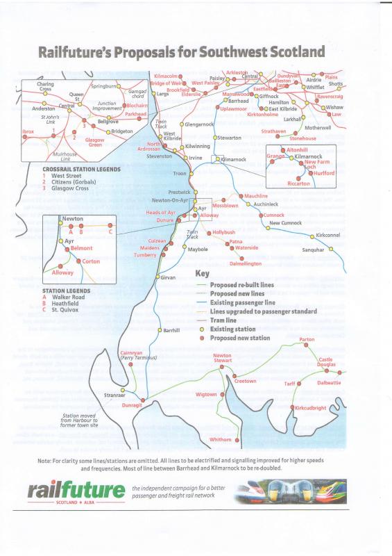 Railfuture SW Scotland 1: With permission from Allison Cosgrove, Scottish Chair of Railfuture this shows their proposals for South West Scotland Photo of Railfuture SW Scotland 1