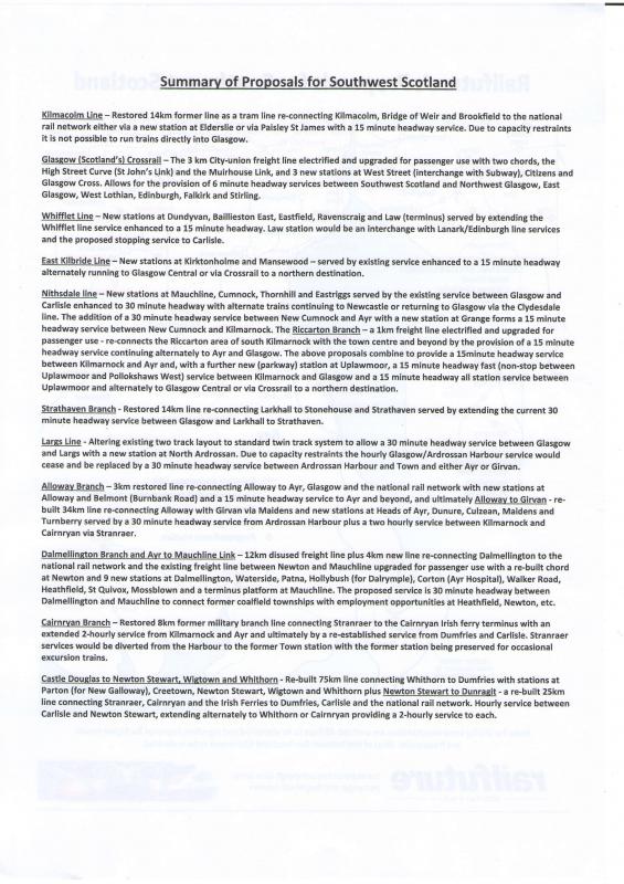 Railfuture SW Scotland 2: With permission from Allison Cosgrove, Scottish Chair of Railfuture this explains their proposals for South West Scotland Photo of Railfuture SW Scotland 2