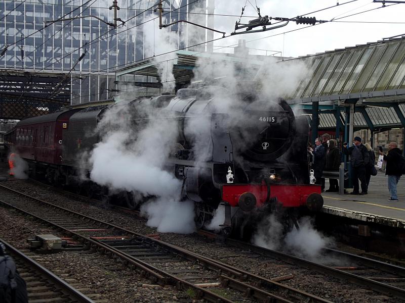 46115 at Carlisle: 46115 Scots Guardsman arrives at Carlisle with a Charter from London Euston on 29th February 2020. Photo of 46115 at Carlisle