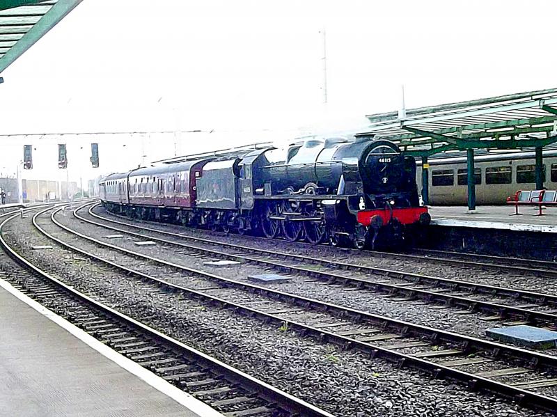 46115 at Carlisle: Royal Scot 46115 Scots Guardsman arrives at Carlisle with a Charter from London Euston on 29th February 2020. Photo of 46115 at Carlisle
