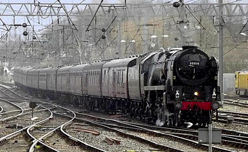 35018 at Carlisle : Merchant Navy 35018 British India Line arrives at Carlisle with a Charter from Peterborough on 29th February 2020. Photo of 35018 at Carlisle