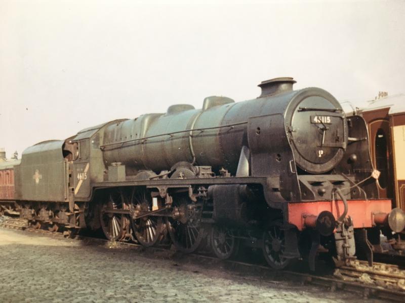 46115 at Haworth - 1967: After withdrawal in December 1965, 46115 lay at Kingmoor
for a time but later moved to the Keighley & Worth Valley
Railway; seen there 18.10.1967 Photo of 46115 at Haworth - 1967