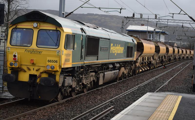 Bridge of Orchy C E - Millerhill: FL 66506 on rear of Bridge of Orchy-Millerhill at Dumbarton Central 10.3.20 with 66547 leading. Photo of Bridge of Orchy C E - Millerhill