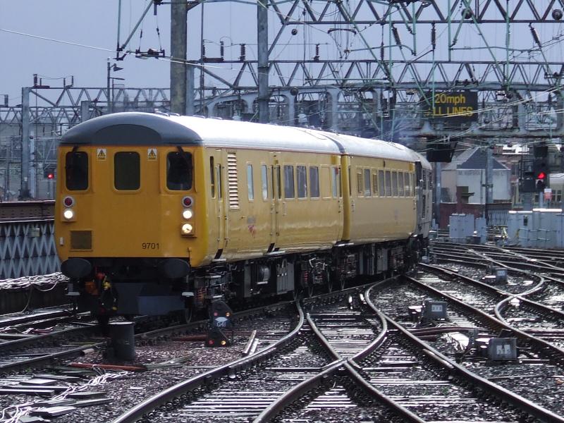 The GSM-R test train arrives in platform 1 of Glasgow Central DBSO 9701 leading: Photo of The GSM-R test train arrives in platform 1 of Glasgow Central DBSO 9701 leading