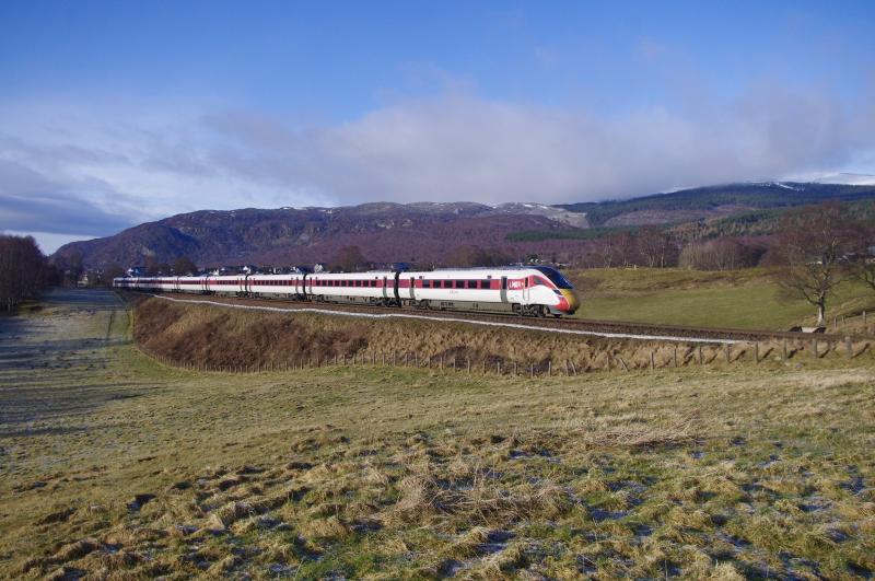 800106: 1E13, 800106, southbound highland chieftain, Aviemore. 18Mar20. Photo of 800106