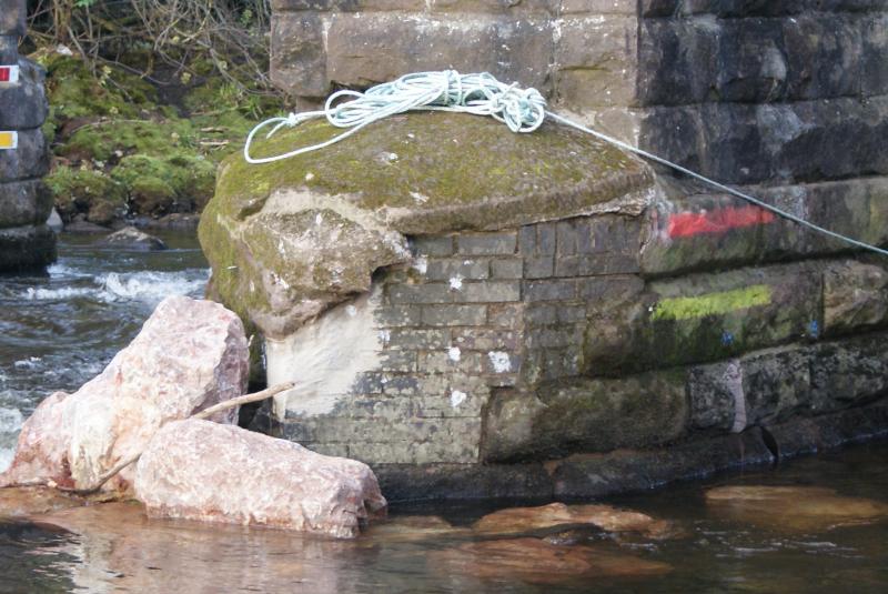 Repair to central pier of Mill of Keir Viaduct: Photo of Repair to central pier of Mill of Keir Viaduct