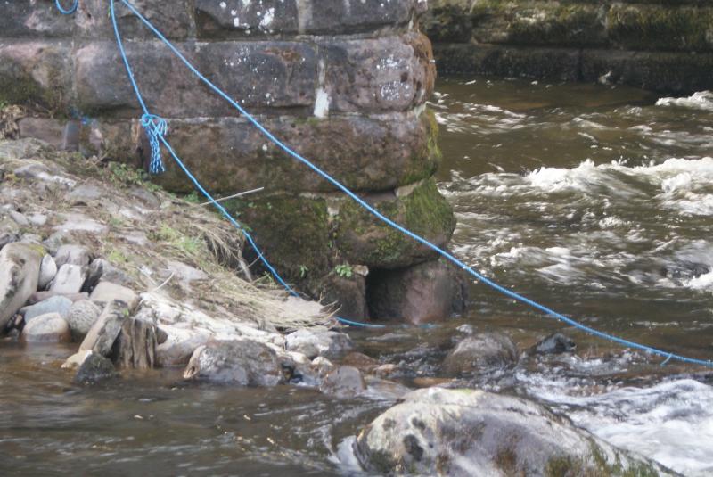 Photo of Downstream end of central pier at Mill of Keir Viaduct