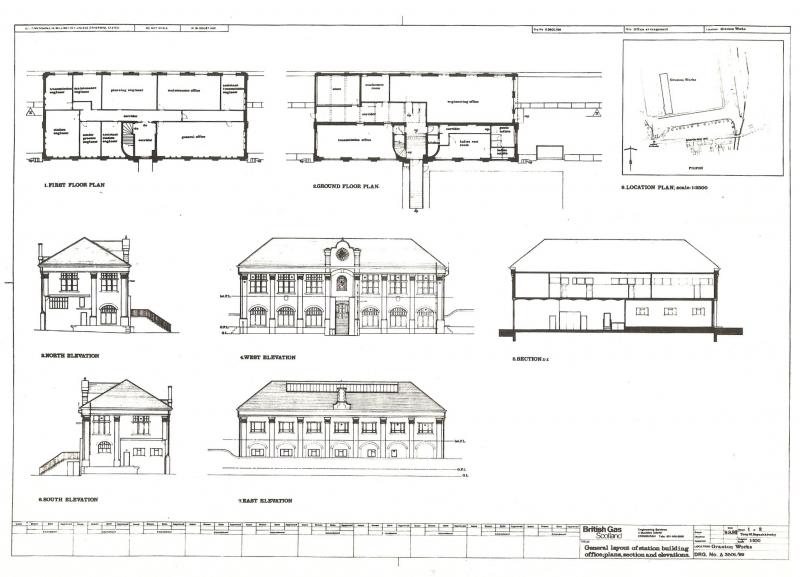 Photo of Granton gasworks station building plans 1986