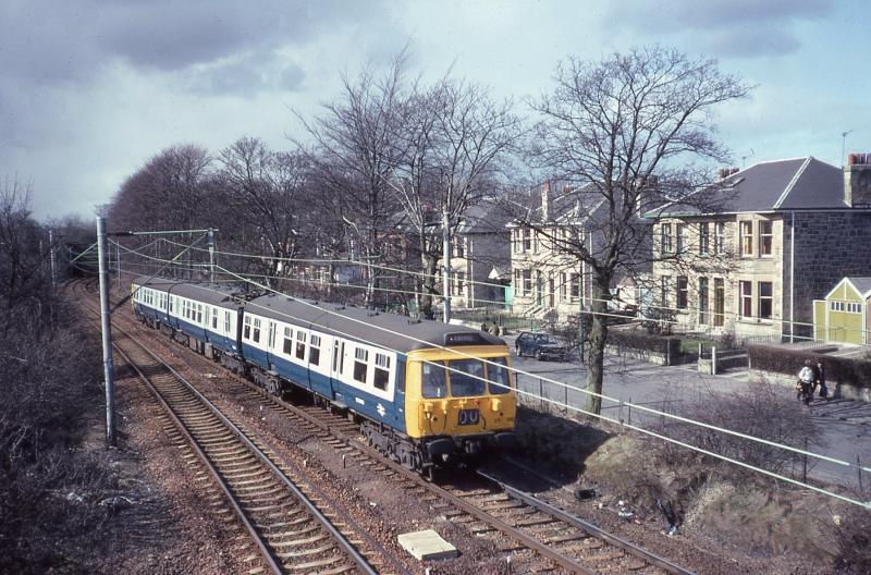 311096 at Burnside: 311096 approaches Burnside, on a Kirkhill working, on 31 March 1979. Photo of 311096 at Burnside