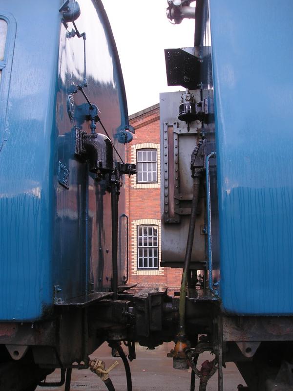 311103 at Summerlee Mid 2000s: Detail of the connections between the Driving Trailer (left) and Motor Brake (right) cars. Photo of 311103 at Summerlee Mid 2000s