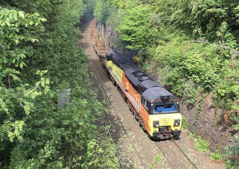 70810: 70810 with 6K20 Mauchline to Millerhill climbing from
Craiglockhart Jn to Morningside (Sub) 24.05.2020 Photo of 70810