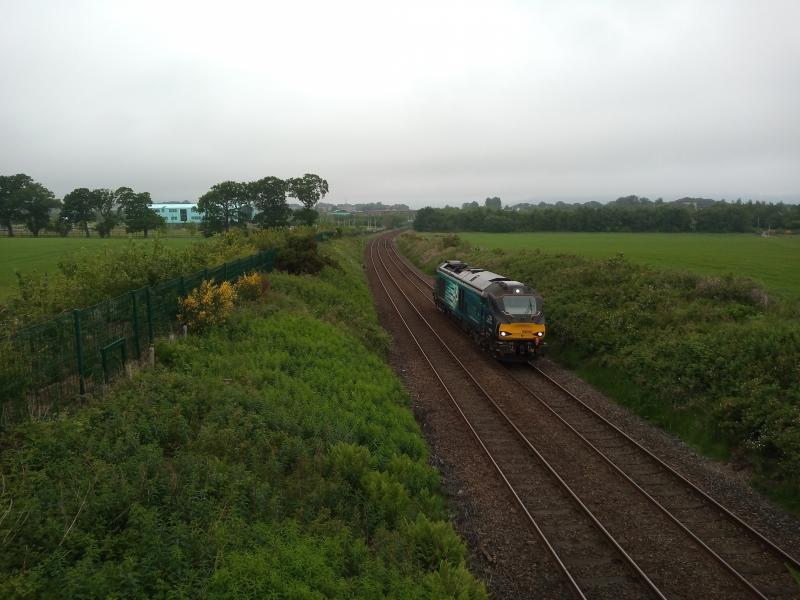 68005 @ Cradlehall - 13/06/2020: 68005 passes Cradlehall working 068L 0857 Inverness Freight Sidings (DRS) to Motherwell TMD (DRS) on 13/06/2020. Photo of 68005 @ Cradlehall - 13/06/2020