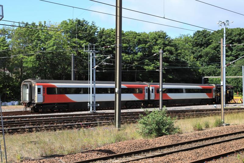 Last LNER HST MK3 coaches: 42205 & 42210 the last MK3 LNER coaches at Craigentinny on 05/07/2020. 42205 has been in this location since April. 42210 arrived 4th July. 08596 in the background. Ready to Depart? Photo of Last LNER HST MK3 coaches