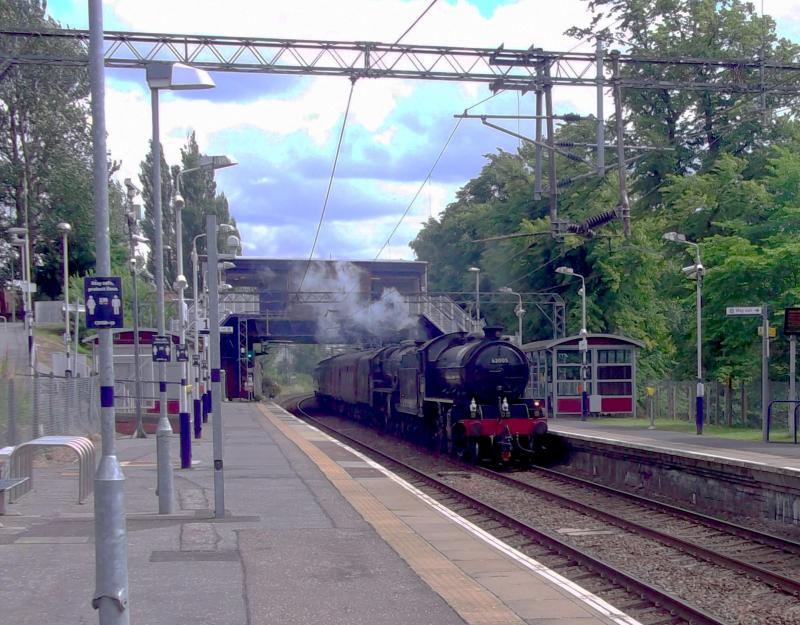 62005 at Singer: K1 62005 and 5MT 45407 lead 5Z57, the Empty Jacobite stock from Carlisle to Fort William, running around 35L at Singer on the North Electric line on Sunday 12th July 2020. Photo of 62005 at Singer