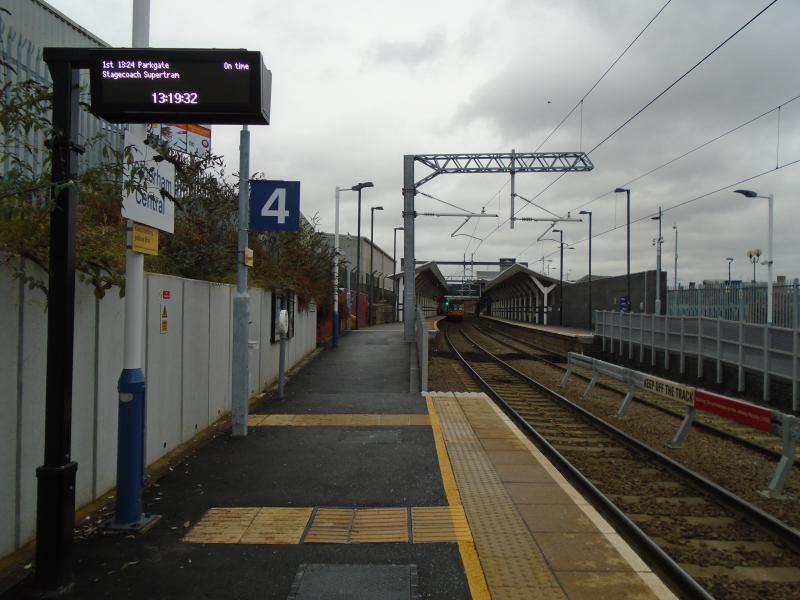 Rotherham Central 11/12/2019: The tram-train stop in the foreground and mainline platforms in the background. Photo of Rotherham Central 11/12/2019