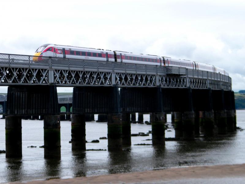 Azuma 800102 @ Dundee - 23 July 2020: 1W02, Leeds to Aberdeen, on the Tay Bridge, on an overcast morning. Photo of Azuma 800102 @ Dundee - 23 July 2020