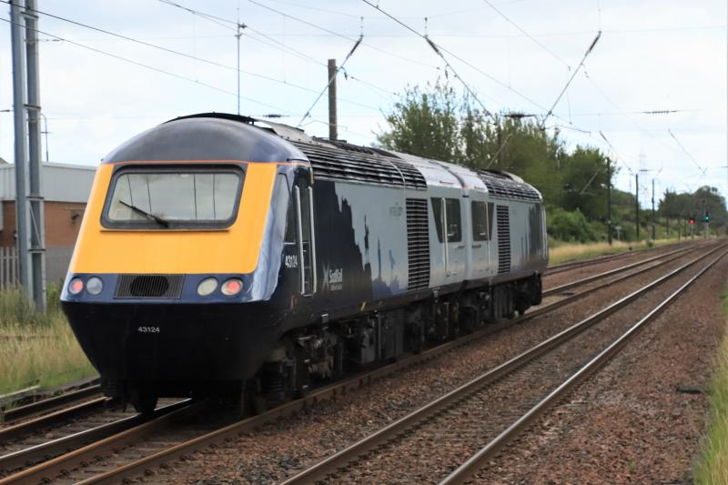 0E23: 43151 + 43124 on 0E23 11.10 Haymarket Depot to Doncaster Wagon Works passing through Prestonpans on 07/08/2020 Photo of 0E23